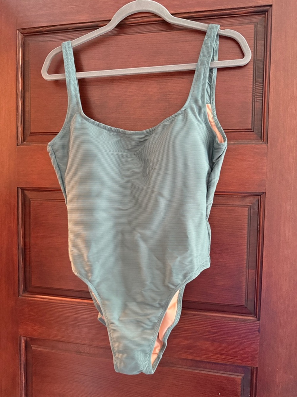 J. Crew One-Piece Ribbed Swimsuit in Sage Green